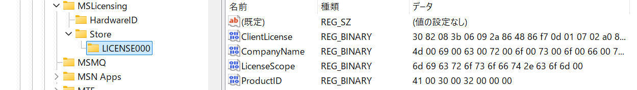 図 1 : デバイス CAL 情報 レジストリ